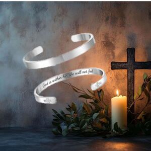 Stainless Steel Bracelet Engraved "God is within her she will not fail" Crystals